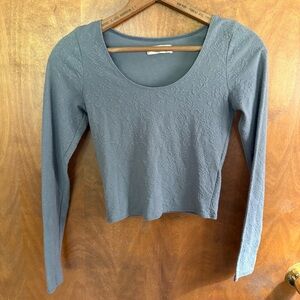 Abercrombie & Fitch Vintage Y2K Gray Textured Knit Long Sleeve Top Floral Preppy